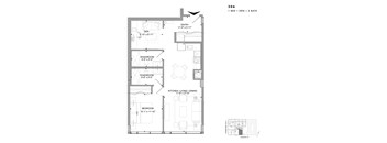 Floor plan of 206 (1 Bed + Den, 2 Bath) at SoHo Champagne 2
