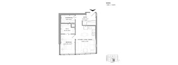 Floor plan of 2405 (1 Bed, 1 Bath) at SoHo Champagne 2