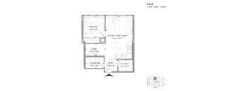 Floor plan of 2410 (1 Bed + Den, 1 Bath) at SoHo Champagne 2