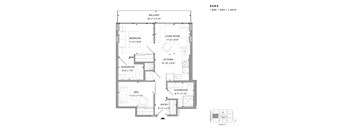 Floor plan of 2502 (1 Bed + Den, 2 Bath) at SoHo Champagne 2
