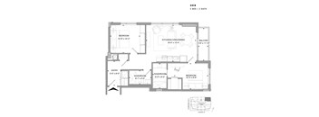 Floor plan of 308 (2 Bed, 2 Bath) at SoHo Champagne 2