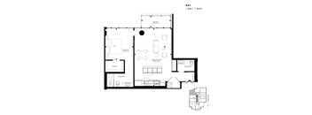 Floor plan of 401 (1 Bed, 1 Bath) at SoHo Italia