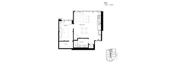 Floor plan of 402 (1 Bed, 1 Bath) at SoHo Italia