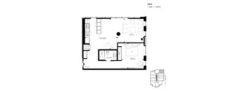 Floor plan of 403 (1 Bed, 1 Bath) at SoHo Italia