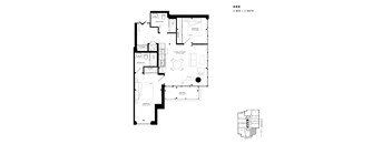 Floor plan of 408 (2 Bed, 2 Bath) at SoHo Italia