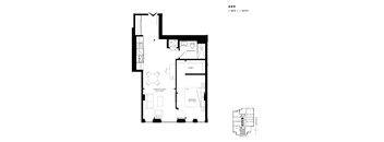 Floor plan of 409 (1 Bed, 1 Bath) at SoHo Italia