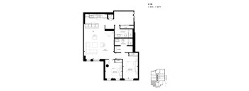 Floor plan of 410 (2 Bed, 2 Bath) at SoHo Italia