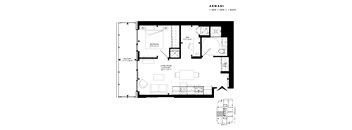 Floor plan of Armani (1 Bed + Den, 1 Bath) at SoHo Italia