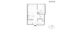 Floor plan of Dom Perignon (1 Bed + Den, 1 Bath) at SoHo Champagne 2