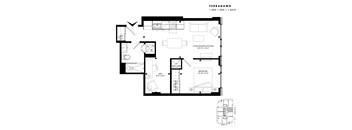 Floor plan of Ferragamo (1 Bed + Den, 1 Bath) at SoHo Italia