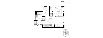 Floor plan of Gucci (1 Bed + Den, 1 Bath) at SoHo Italia