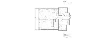Floor plan of Krug (1 Bed + Den, 2 Bath) at SoHo Champagne 2