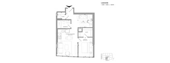Floor plan of Lanson (1 Bed + Den, 1 Bath) at SoHo Champagne 2