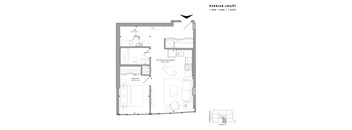 Floor plan of Perrier Jouet (1 Bed + Den, 1 Bath) at SoHo Champagne 2