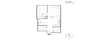 Floor plan of Pol Roger (1 Bed + Den, 1 Bath) at SoHo Champagne 2