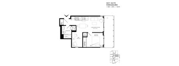 Floor plan of Sky Suite Ferragamo (1 Bed + Den, 1 Bath) at SoHo Italia