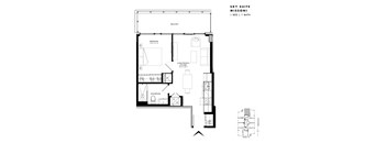 Floor plan of Sky Suite Missoni (1 Bed, 1 Bath) at SoHo Italia