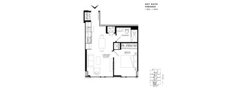 Floor plan of Sky Suite Versace (1 Bed, 1 Bath) at SoHo Italia