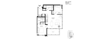 Floor plan of Sky Suite Zegna (2 Bed, 2 Bath) at SoHo Italia