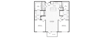 A black and white floor plan of a two bedroom apartment.
