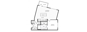 A black and white drawing of a house floor plan.