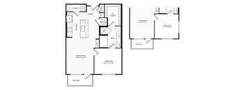 A black and white floor plan of a house with labeled rooms.