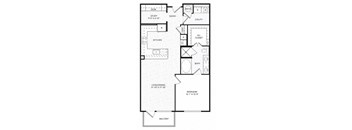 A black and white floor plan of a house with labeled rooms.
