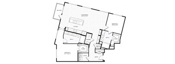 A black and white image of a house floor plan with a balcony.