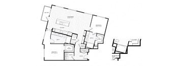 A black and white image of a house floor plan.