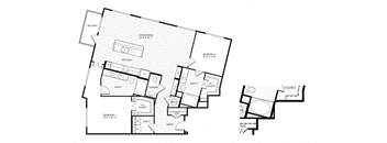 A black and white image of a house floor plan.