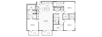 A black and white floor plan of a house with labeled rooms.