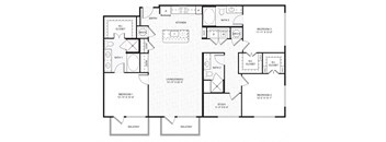 A floor plan of a house with labeled rooms and dimensions.