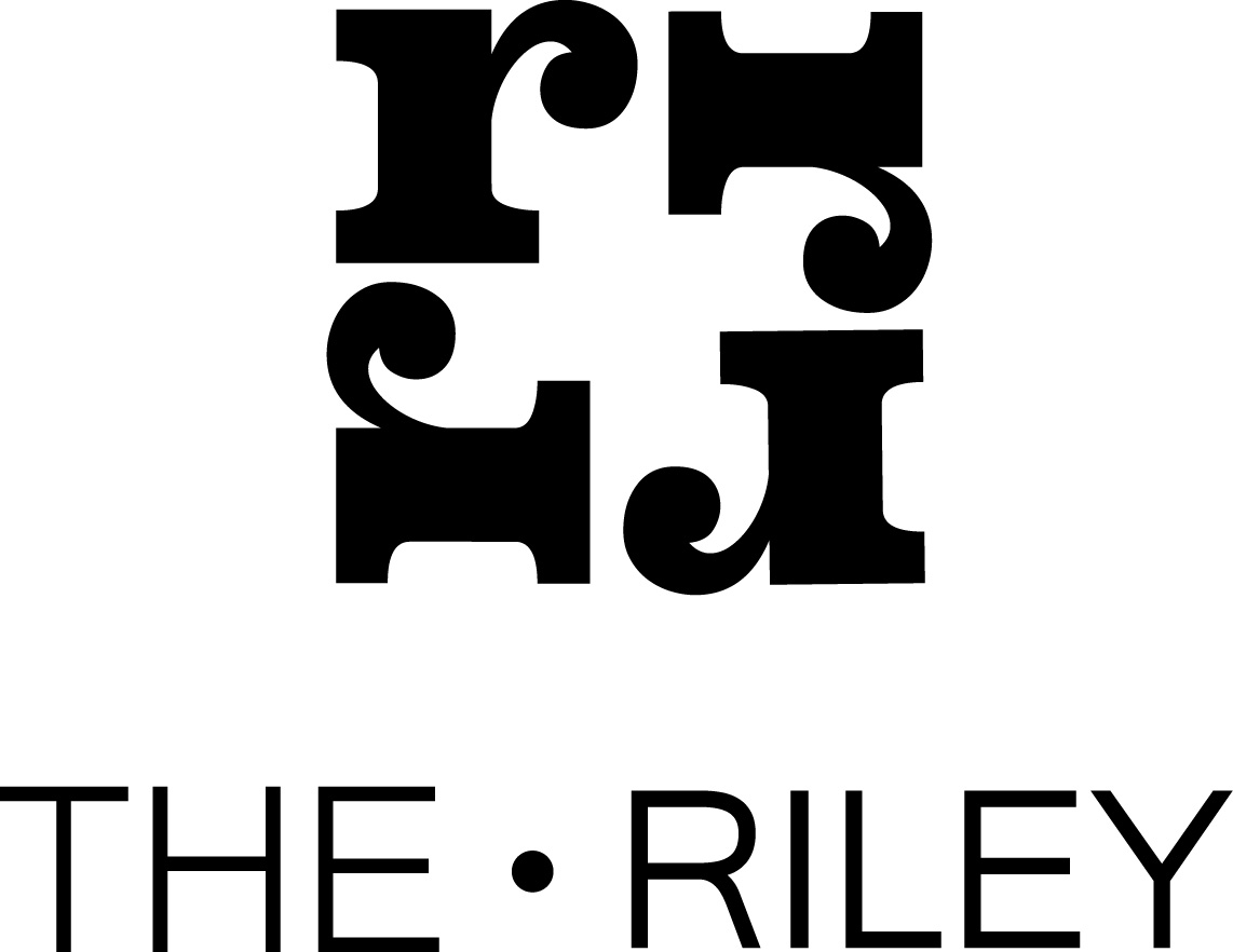 A black and white image of a stylized text that reads "THE RILEY".