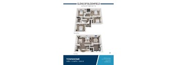 A floor plan for the Glens of Bloomfield Apartments showing a first and second floor layout.