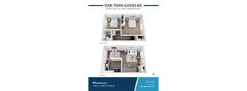 A brochure for Oak Park Gardens apartments and townhomes.