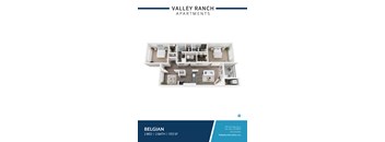 A floor plan of apartment layout for Valley Ranch Apartments.