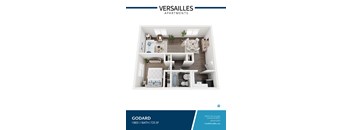 A floor plan of a one bedroom apartment with a bathroom and living room.