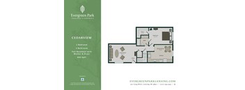 A floor plan for a property at Evergreen Park Townhomes & Apartments.