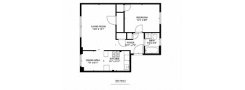 A black and white image of a floor plan for a 328 square foot home.