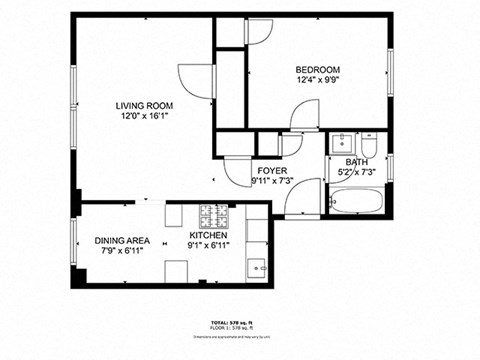 A black and white image of a floor plan for a 328 square foot home.