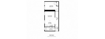 A black and white image of a floor plan for a small apartment.