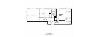 A black and white image of a floor plan for a 834 square feet home.