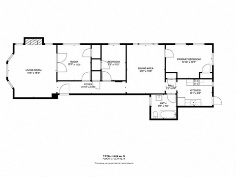 A black and white image of a floor plan for a house.