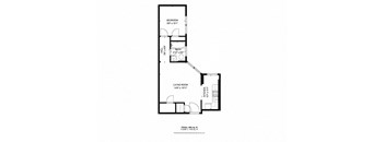 A black and white image of a floor plan for a 455 square foot apartment.