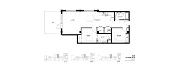 A black and white floor plan of a two bedroom apartment.