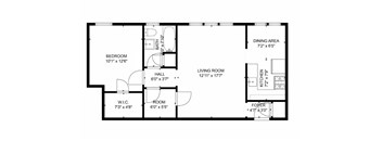 A black and white image of a floor plan for a house.