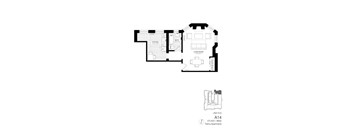 A drawing of a floor plan for an apartment named A14.