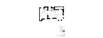A black and white floor plan of an apartment layout.