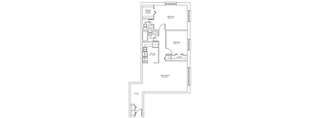 A black and white image of a floor plan for a house.