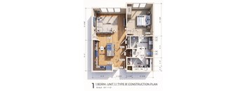 A detailed 1:4 scale floor plan of a Type B construction.
